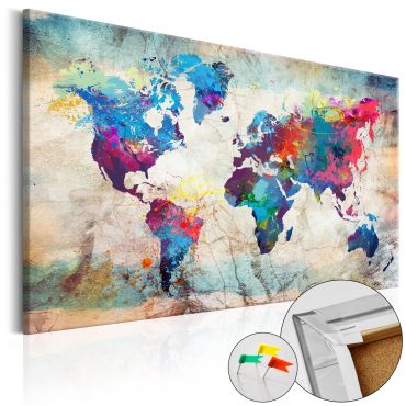 Πίνακας φελλού - World Map: Colourful Madness [Cork Map]