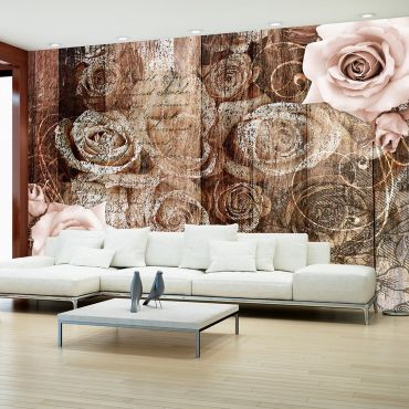 Wallpaper - Old Wood & Roses