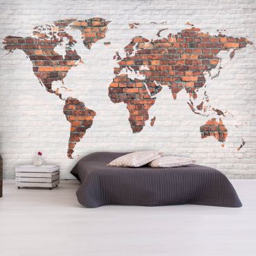 Φωτοταπετσαρία - World Map: Brick Wall