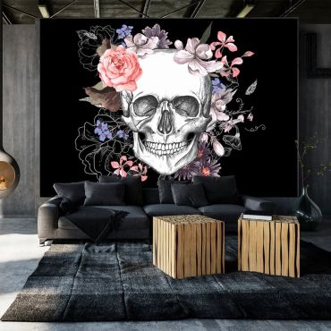 Φωτοταπετσαρία - Skull and Flowers