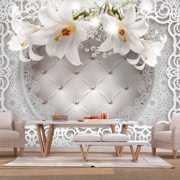 Wallpaper - Lilies and Quilted Background