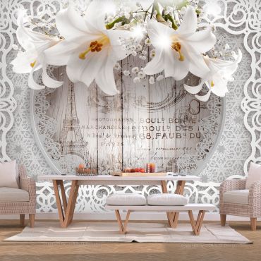 Wallpaper - Lilies and Wooden Background