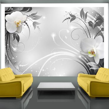Wallpaper - Orchids on silver