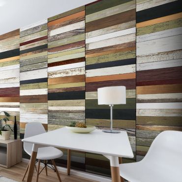 Wallpaper - Rainbow-colored wood tones 50x1000