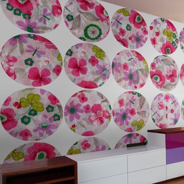 Wallpaper - Pink meadow - circle 50x1000