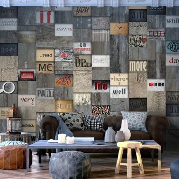 Wallpaper - Wooden Inscription 50x1000