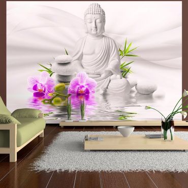 Self-adhesive photo wallpaper - Buddha and pink orchids