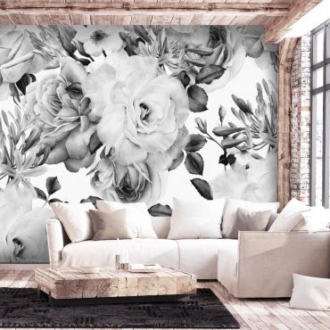 Self-adhesive photo wallpaper - Sentimental Garden (Black and White)