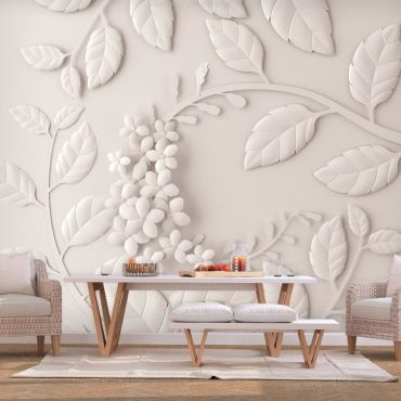 Self-adhesive photo wallpaper - Paper Flowers (Cream)