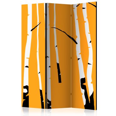 Διαχωριστικό με 3 τμήματα - Birches on the orange background [Room Dividers]