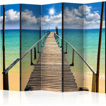 Partition with 5 sections - Beach, sun, bridge II [Room Dividers]