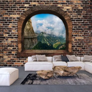 Self-adhesive photo wallpaper - Stony Window: Mountains