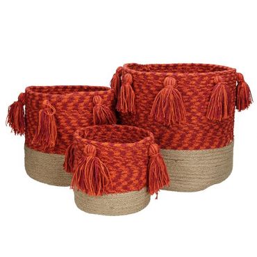 Set of 3 fabric baskets with fudge Cesta