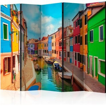 Διαχωριστικό με 5 τμήματα - Colorful Canal in Burano II [Room Dividers]
