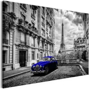 Πίνακας - Car in Paris (1 Part) Blue Wide