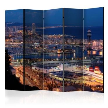 5-part divider - Illuminated Barcelona II [Room Dividers]