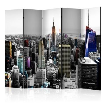 5-section divider - Iridescent skyscrapers II [Room Dividers]
