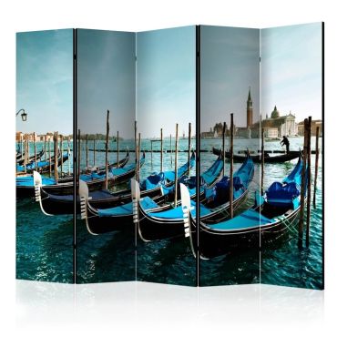 5-section divider - Gondolas on the Grand Canal, Venice II [Room Dividers]