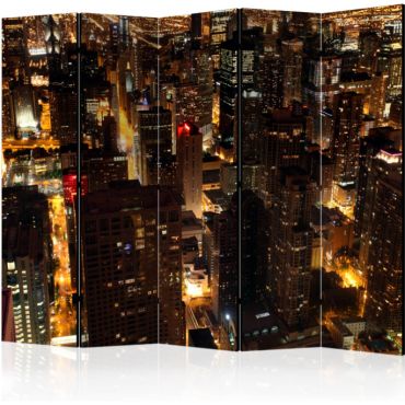 Διαχωριστικό με 5 τμήματα - City by night - Chicago, USA II [Room Dividers]