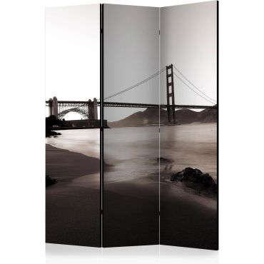 Διαχωριστικό με 3 τμήματα - San Francisco: Golden Gate Bridge in black and white [Room Dividers]