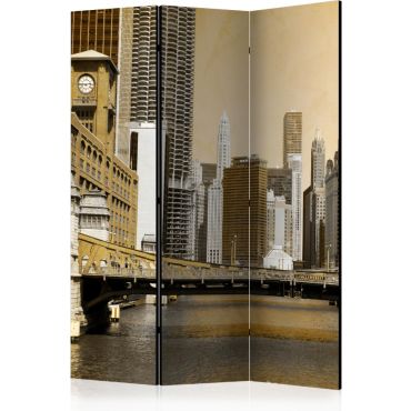 Διαχωριστικό με 3 τμήματα - Chicago's bridge (vintage effect) [Room Dividers]