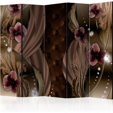 Partition with 5 sections - Burgundy pansies II [Room Dividers]