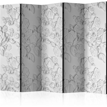 Separator with 5 sections - White ornament: roses II [Room Dividers]