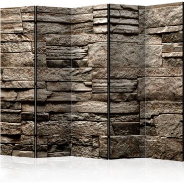 5-part divider - Beautiful Brown Stone II [Room Dividers]