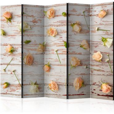 5-part divider - Wood & Roses II [Room Dividers]