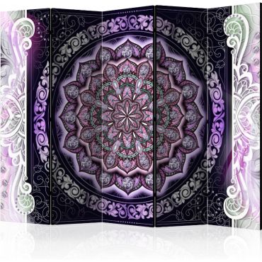 Partition with 5 sections - Round Stained Glass (Violet) II [Room Dividers]