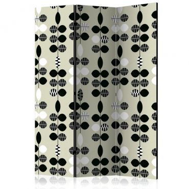 3-partition divider - Black and White Dots [Room Dividers]