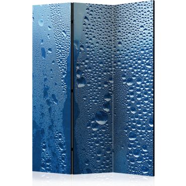 Separator with 3 sections - Water drops on blue glass [Room Dividers]