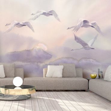 Self-adhesive photo wallpaper - Flying Swans