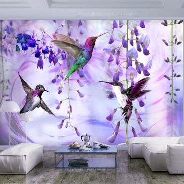 Self-adhesive photo wallpaper - Flying Hummingbirds (Violet)