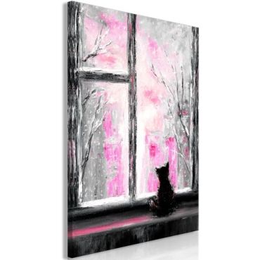 Πίνακας - Longing Kitty (1 Part) Vertical Pink