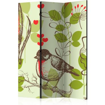 Διαχωριστικό με 3 τμήματα - Bird and lilies vintage pattern [Room Dividers]