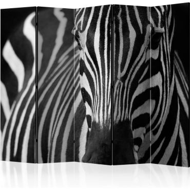 5-part divider - White with black stripes II [Room Dividers]