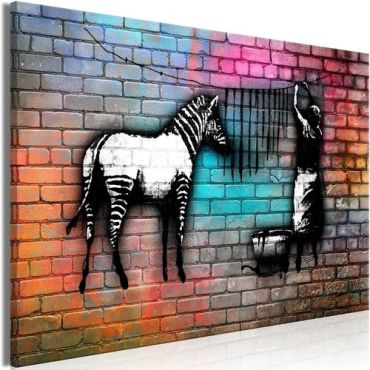 Πίνακας - Washing Zebra - Colourful Brick (1 Part) Wide