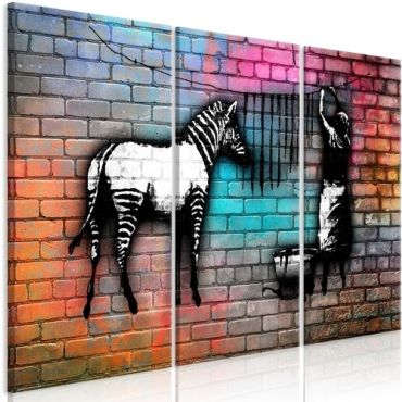 Πίνακας - Washing Zebra - Colourful Brick (3 Parts)