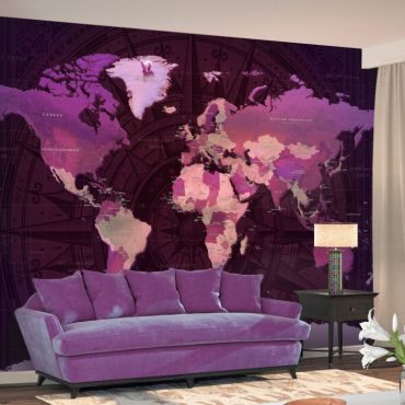 Αυτοκόλλητη φωτοταπετσαρία - Purple World Map