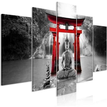 Πίνακας - Buddha Smile (5 Parts) Wide Red