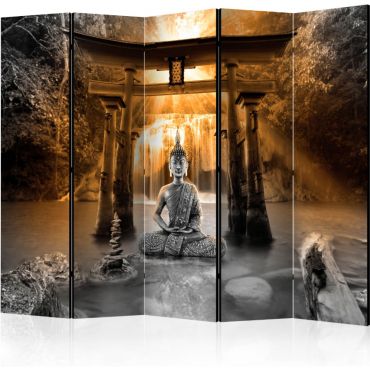 5-part divider - Buddha Smile (Orange) II [Room Dividers]