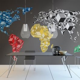 Wallpaper - Map of the World - colorful solids