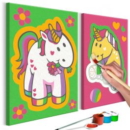 DIY canvas painting - Unicorns (Green & Pink) 33x23