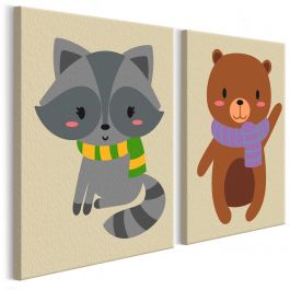 Πίνακας για να τον ζωγραφίζεις - Raccoon & Bear 33x23
