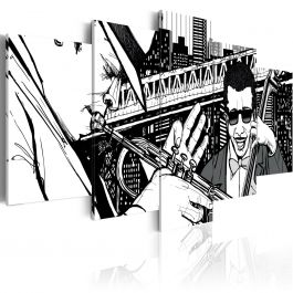 Canvas Print - Jazz concert on the background of New York skyscrapers - 5 pieces