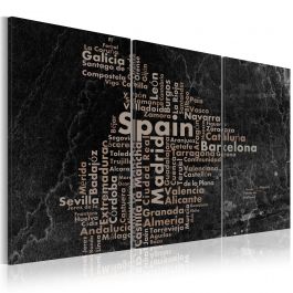 Canvas Print - Map of Spain on the blackboard - triptich