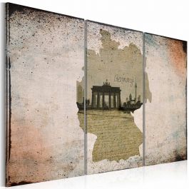 Canvas Print - map: Germany, Brandenburg Gate - triptych