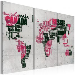 Canvas Print - Map of the World (French language) - triptych