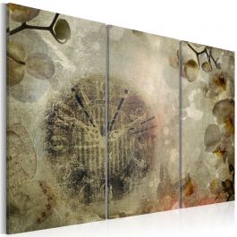 Canvas Print - Vintage, clock and orchid - triptych